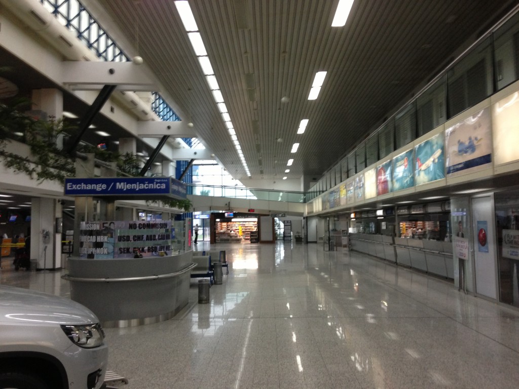 Empty airport terminal mid-day in Sarajevo